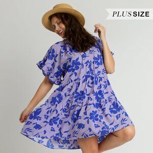 Umgee Plus Size NWT Blue Floral Mini Dress